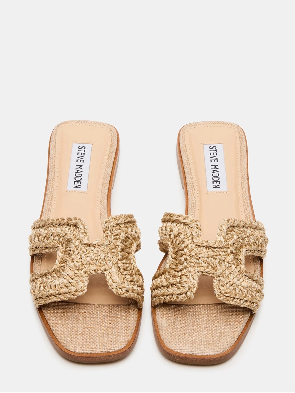 Steve Madden Natural Braided Raffia Slide Sandals